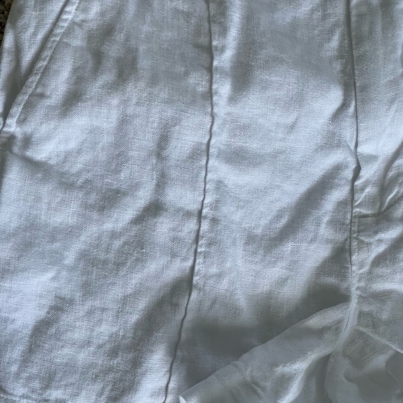 Madewell White Linen Classic Button Tab Shorts Size 12 - Picture 5 of 8